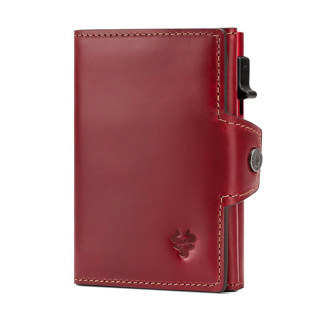 New Automatic Card Holder Genuine Leather Women's Wallet RFID Blocking Credit Cardholder Fashion Money Clips with Zipper Pocket