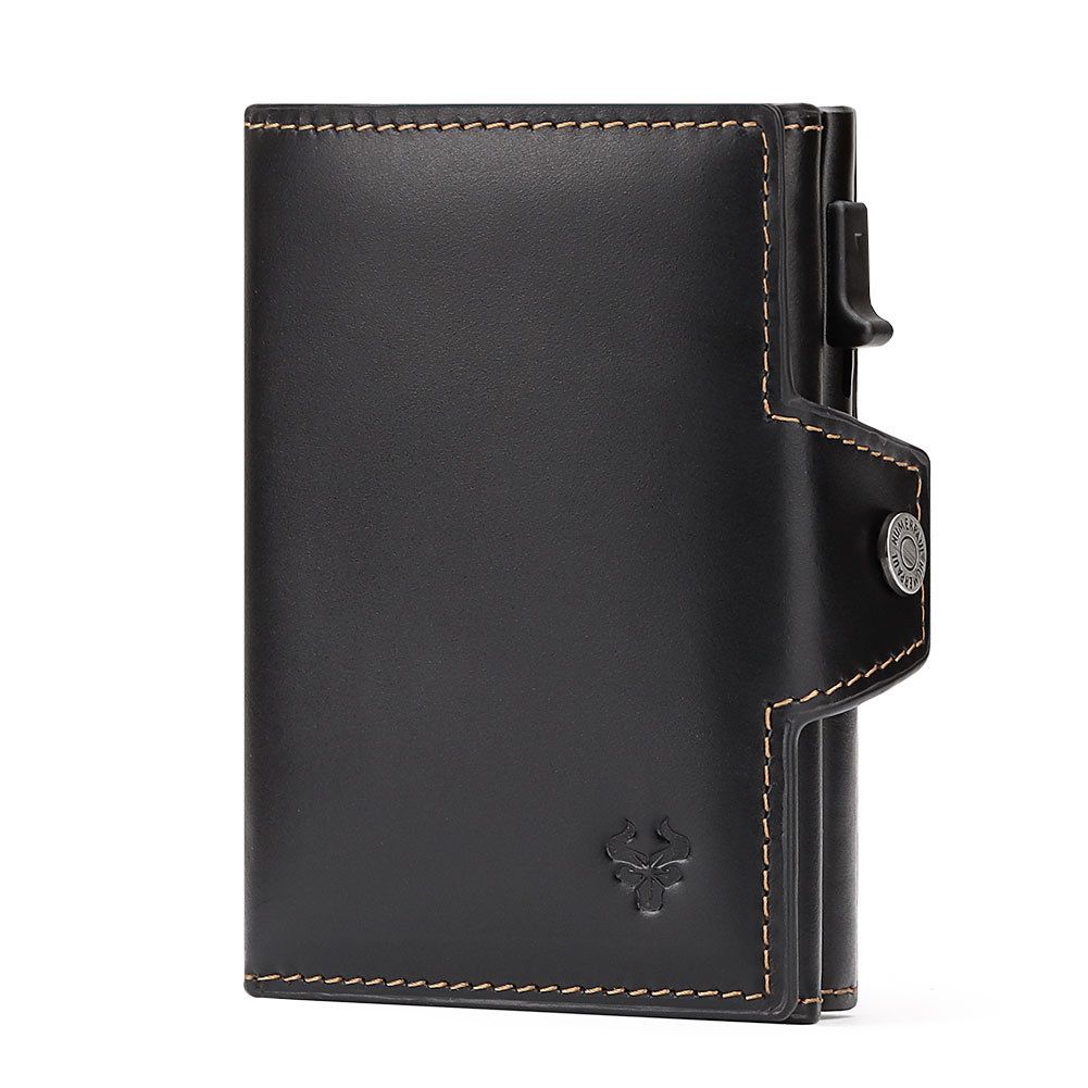 New Automatic Card Holder Genuine Leather Women's Wallet RFID Blocking Credit Cardholder Fashion Money Clips with Zipper Pocket