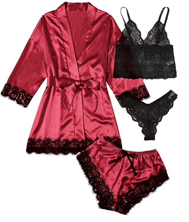 Women's Summer Fashion And Comfortable Nightwear Lace Satin With Silk Sleepwear Robe Sexy Pajama Pants Home Clothes