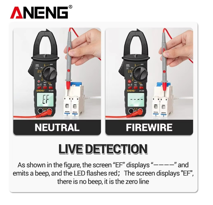 ANENG ST180 Smart Clamp Multimeter 600V Meter AC/DC Voltage Tester Ammeter Pliers Test Voltmeter Capacitance Ohm Current Tools