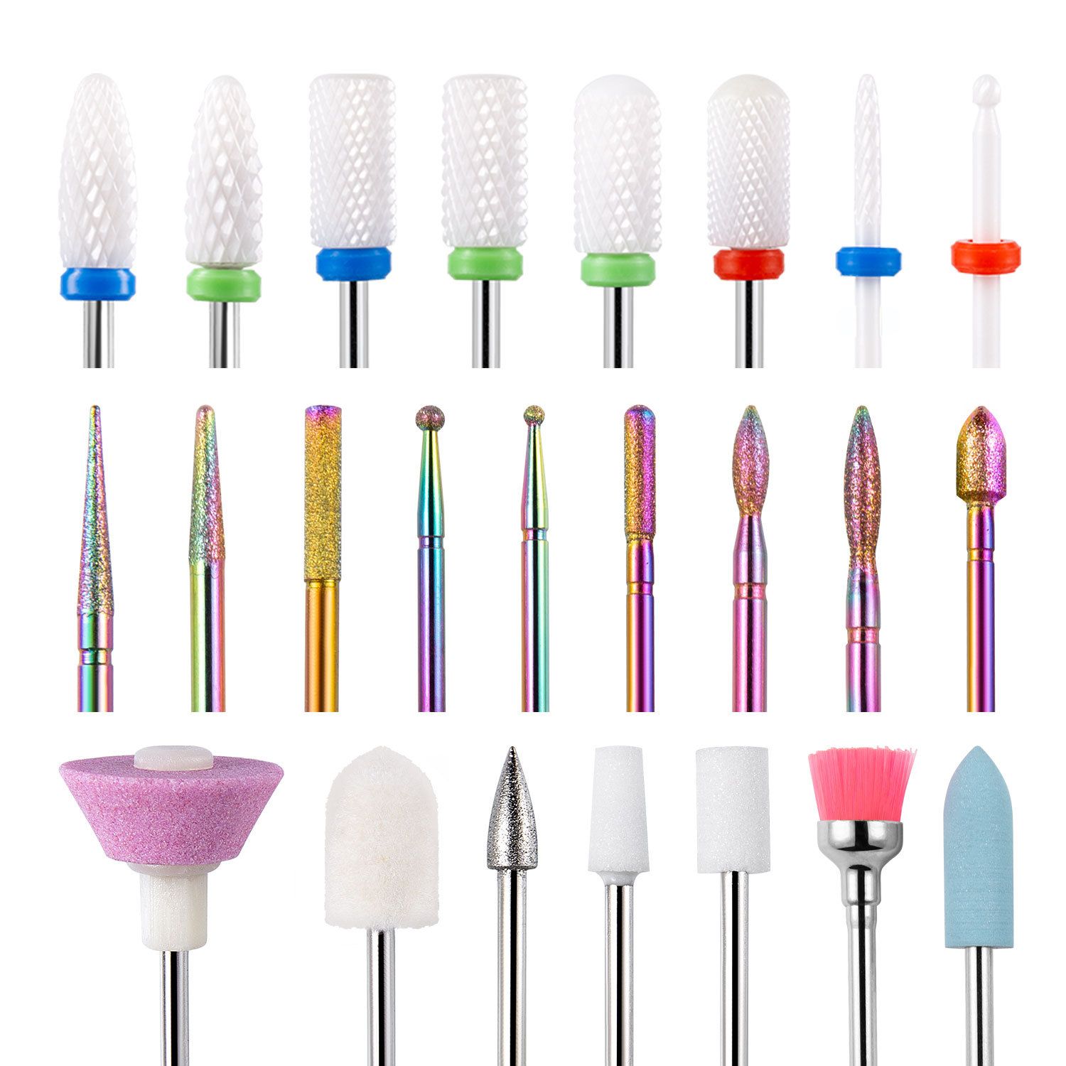 Ceramic Tungsten Carbide Nail Drill Bit Rotate Burr Milling Nail Cutter Bits Electric Drill Machine For Manicure Pedicure Tools