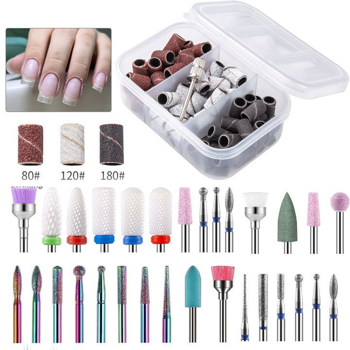 Ceramic Tungsten Carbide Nail Drill Bit Rotate Burr Milling Nail Cutter Bits Electric Drill Machine For Manicure Pedicure Tools
