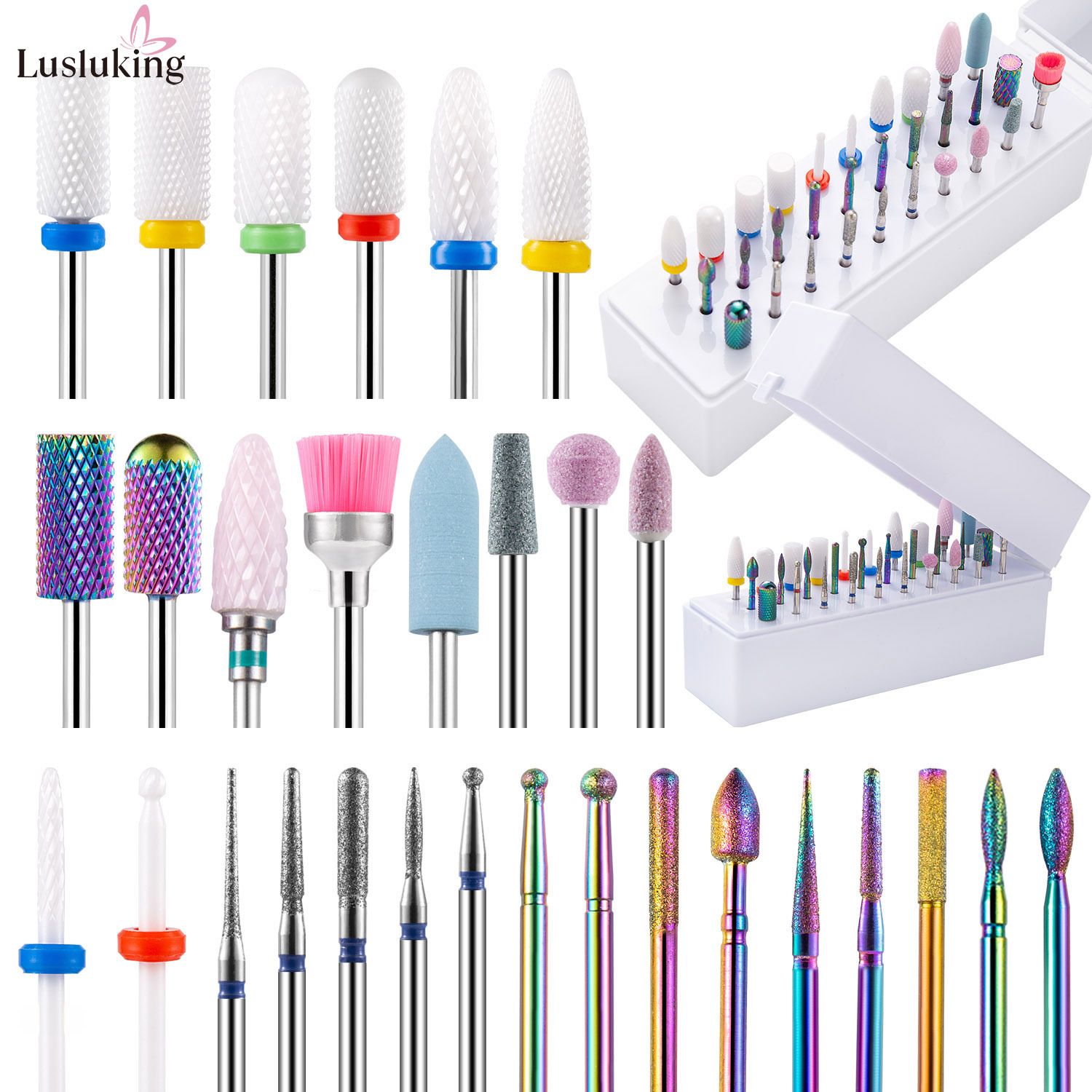 Ceramic Tungsten Carbide Nail Drill Bit Rotate Burr Milling Nail Cutter Bits Electric Drill Machine For Manicure Pedicure Tools