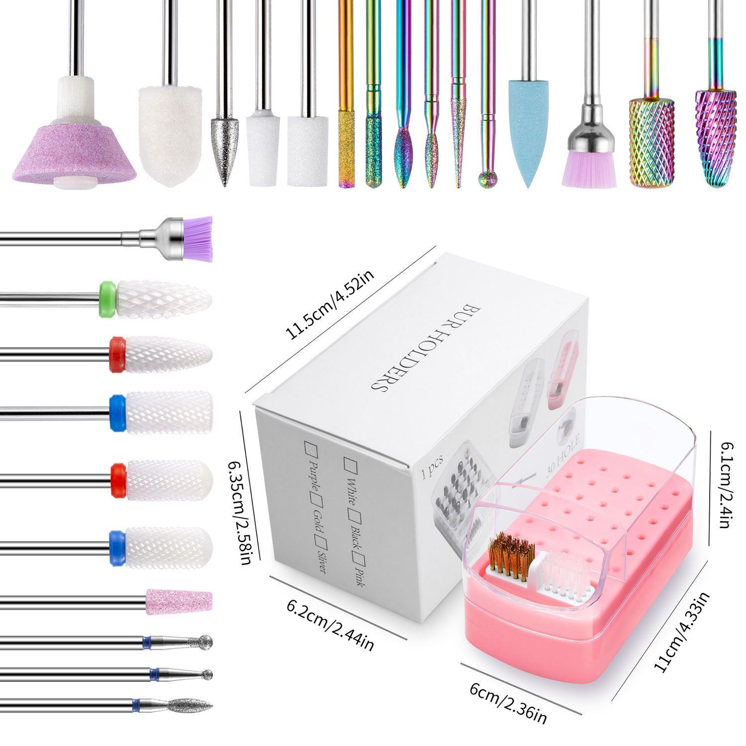 Ceramic Tungsten Carbide Nail Drill Bit Rotate Burr Milling Nail Cutter Bits Electric Drill Machine For Manicure Pedicure Tools