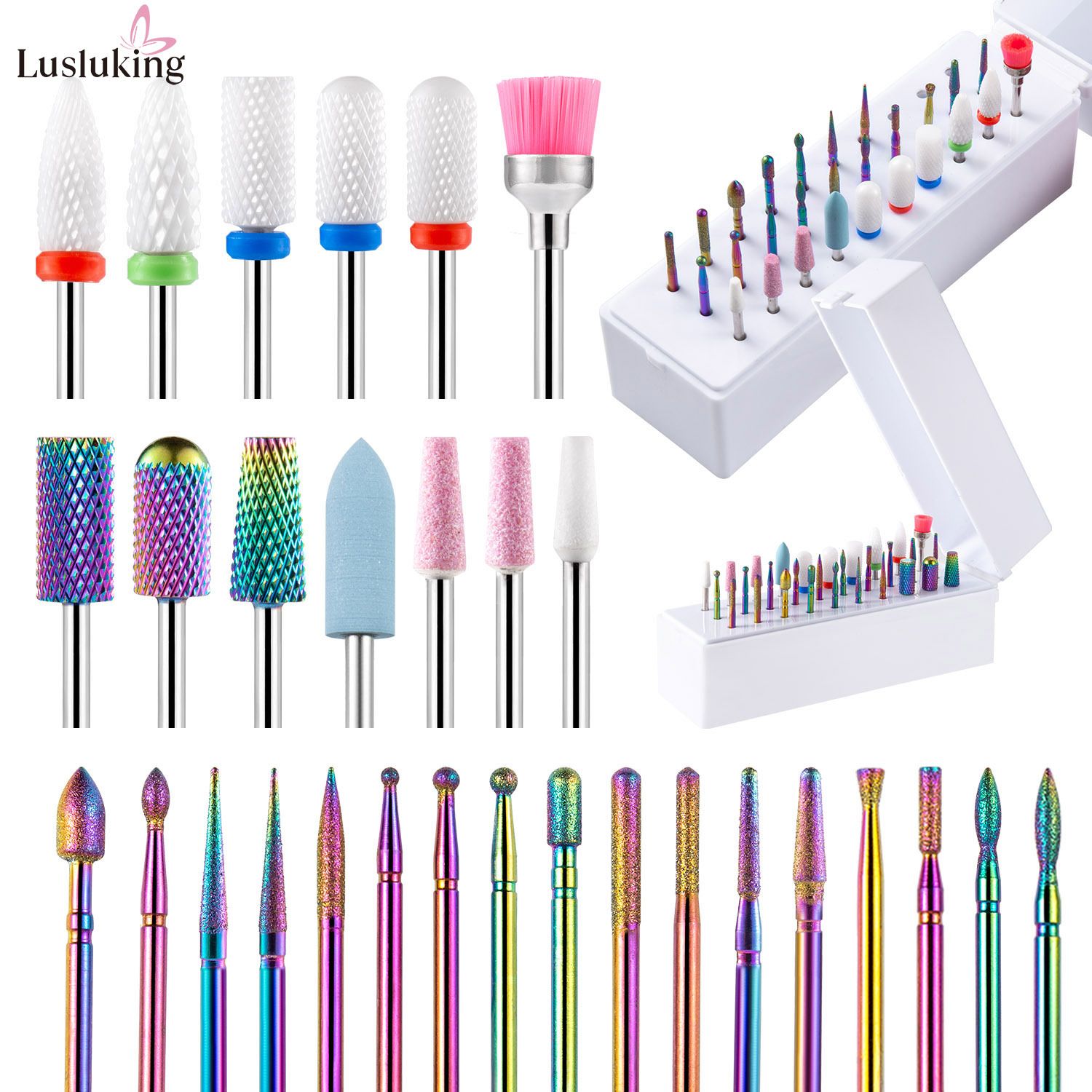 Ceramic Tungsten Carbide Nail Drill Bit Rotate Burr Milling Nail Cutter Bits Electric Drill Machine For Manicure Pedicure Tools