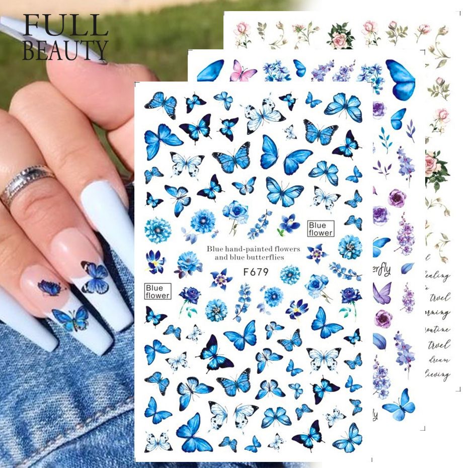 10 PCs Nail Sticker Set Summer Water Decal Nail Art Ink Flowers Leaves Graffiti Slider for Nail Decoration Foils Tattoo