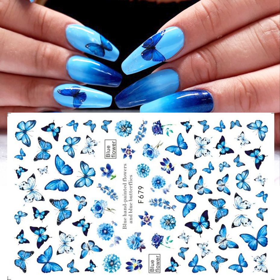 10 PCs Nail Sticker Set Summer Water Decal Nail Art Ink Flowers Leaves Graffiti Slider for Nail Decoration Foils Tattoo