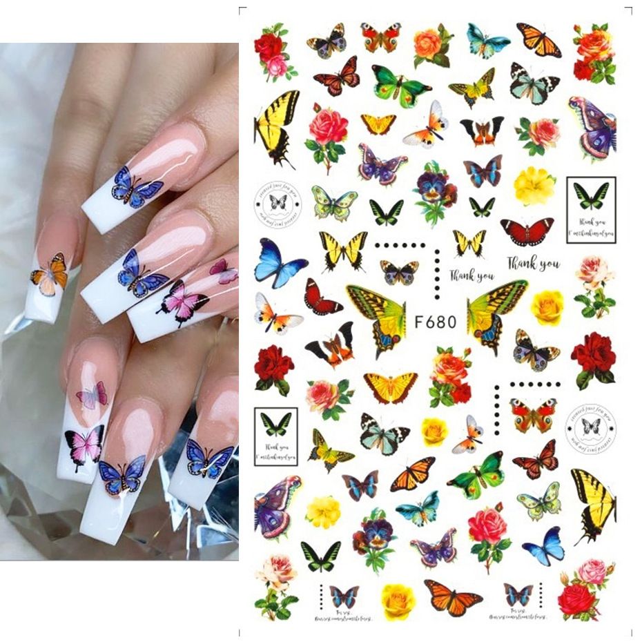10 PCs Nail Sticker Set Summer Water Decal Nail Art Ink Flowers Leaves Graffiti Slider for Nail Decoration Foils Tattoo