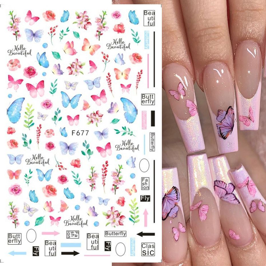 10 PCs Nail Sticker Set Summer Water Decal Nail Art Ink Flowers Leaves Graffiti Slider for Nail Decoration Foils Tattoo