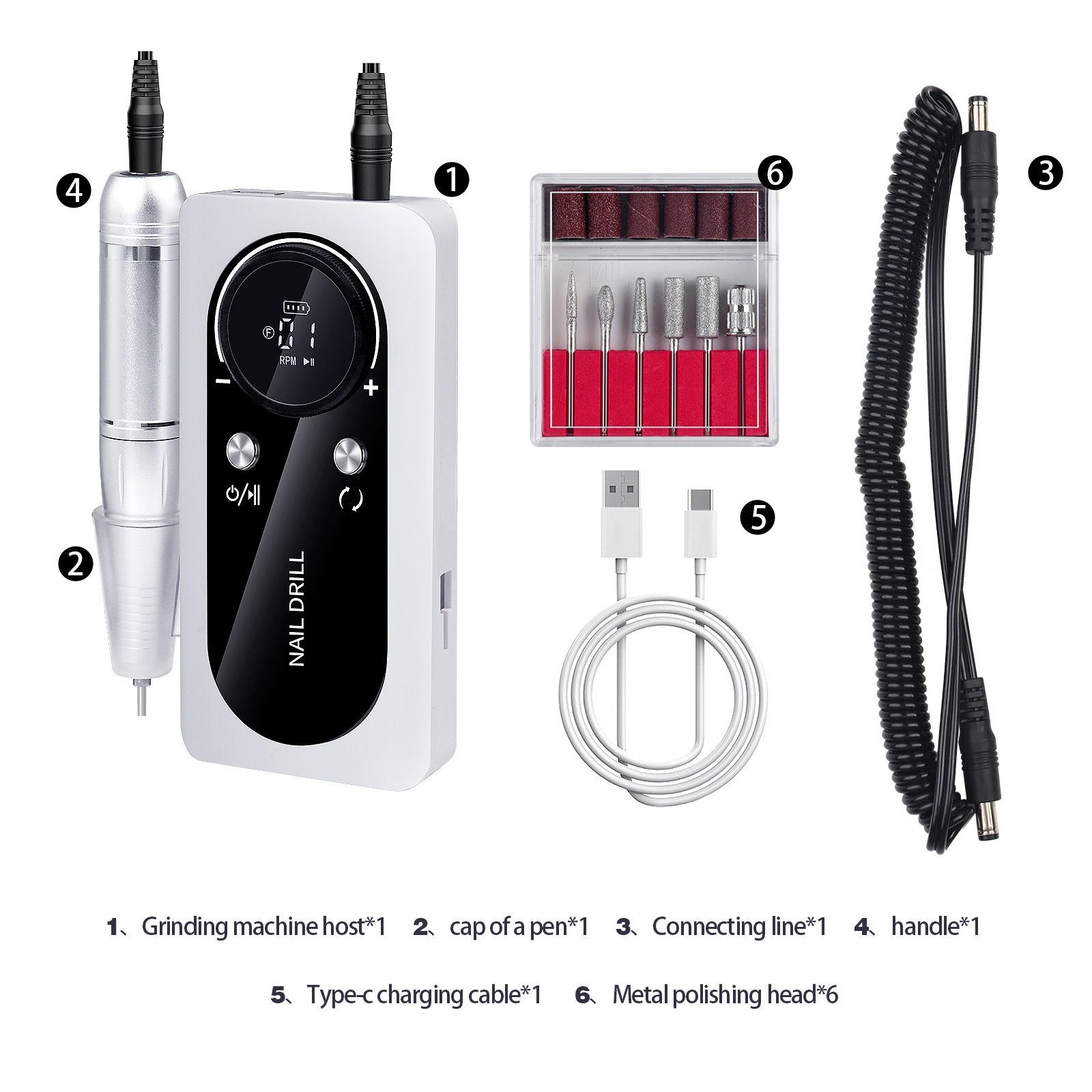 45000RPM Rechargeable Nail Drill Machine With LCD Display Low Noise Professional Nail Polish Sander for Manicure Nail Equipment