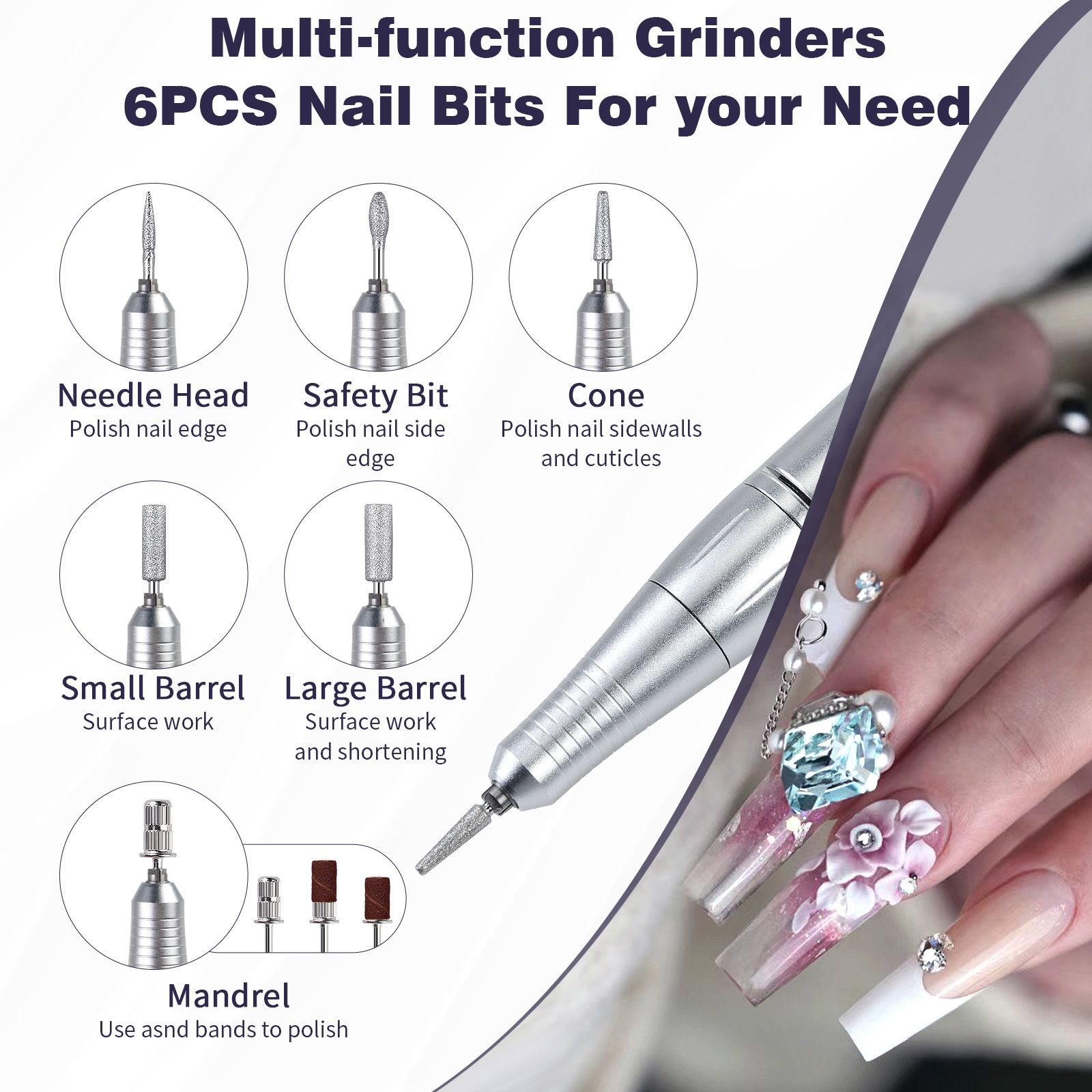 45000RPM Rechargeable Nail Drill Machine With LCD Display Low Noise Professional Nail Polish Sander for Manicure Nail Equipment