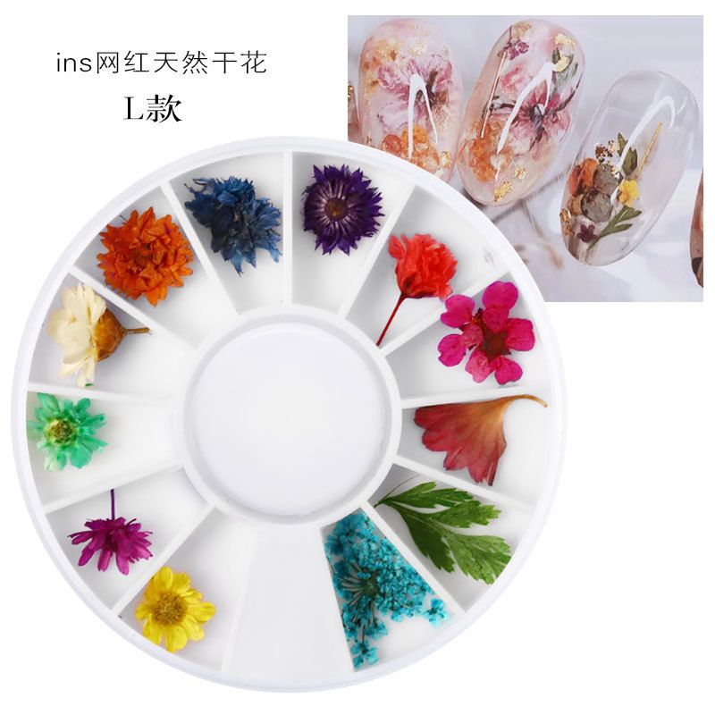 New Japanese nail art dried flower 12 color sky star sunflower small daisy 12 color dried flower box with 24 nail art dried flowers