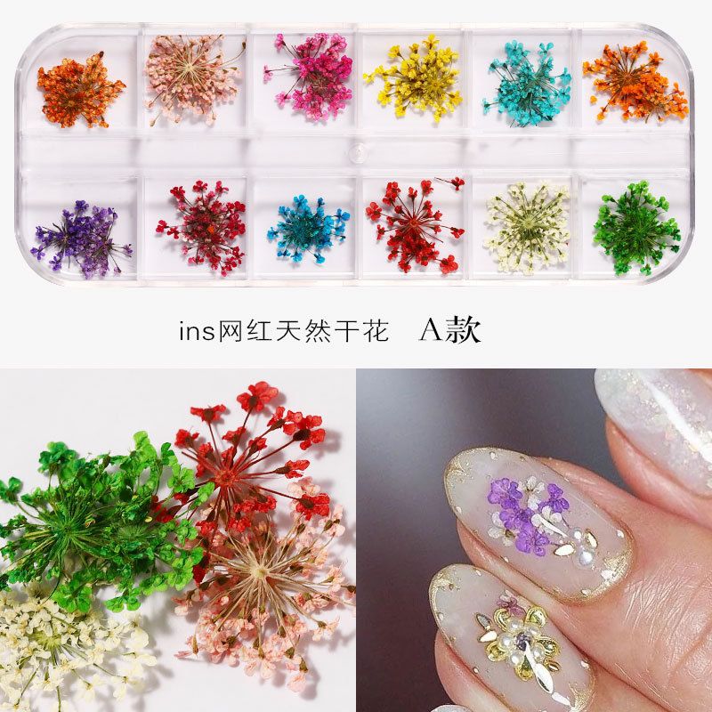 New Japanese nail art dried flower 12 color sky star sunflower small daisy 12 color dried flower box with 24 nail art dried flowers