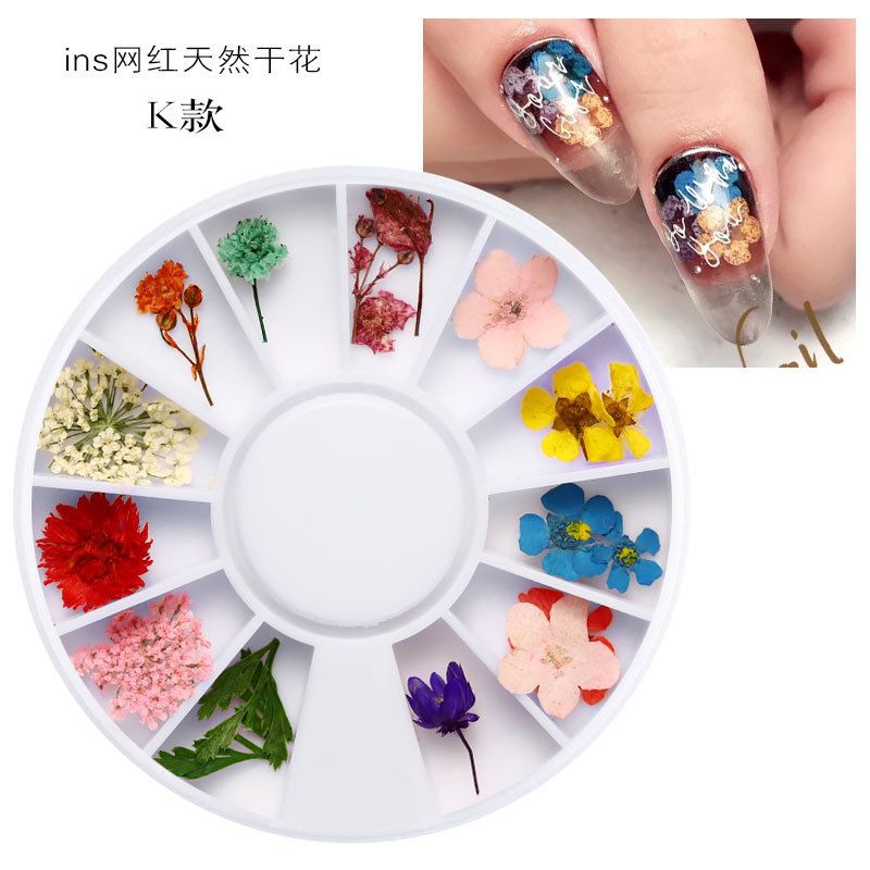 New Japanese nail art dried flower 12 color sky star sunflower small daisy 12 color dried flower box with 24 nail art dried flowers
