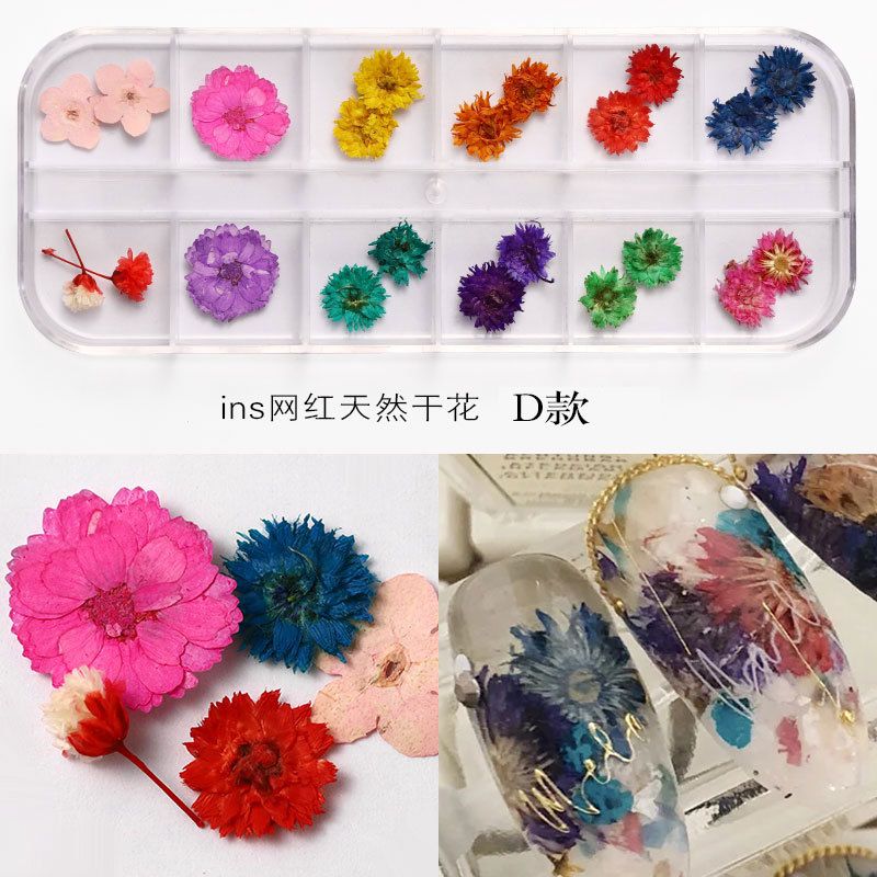 New Japanese nail art dried flower 12 color sky star sunflower small daisy 12 color dried flower box with 24 nail art dried flowers