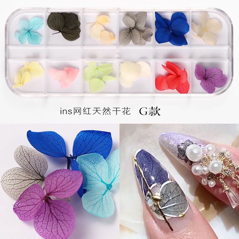New Japanese nail art dried flower 12 color sky star sunflower small daisy 12 color dried flower box with 24 nail art dried flowers
