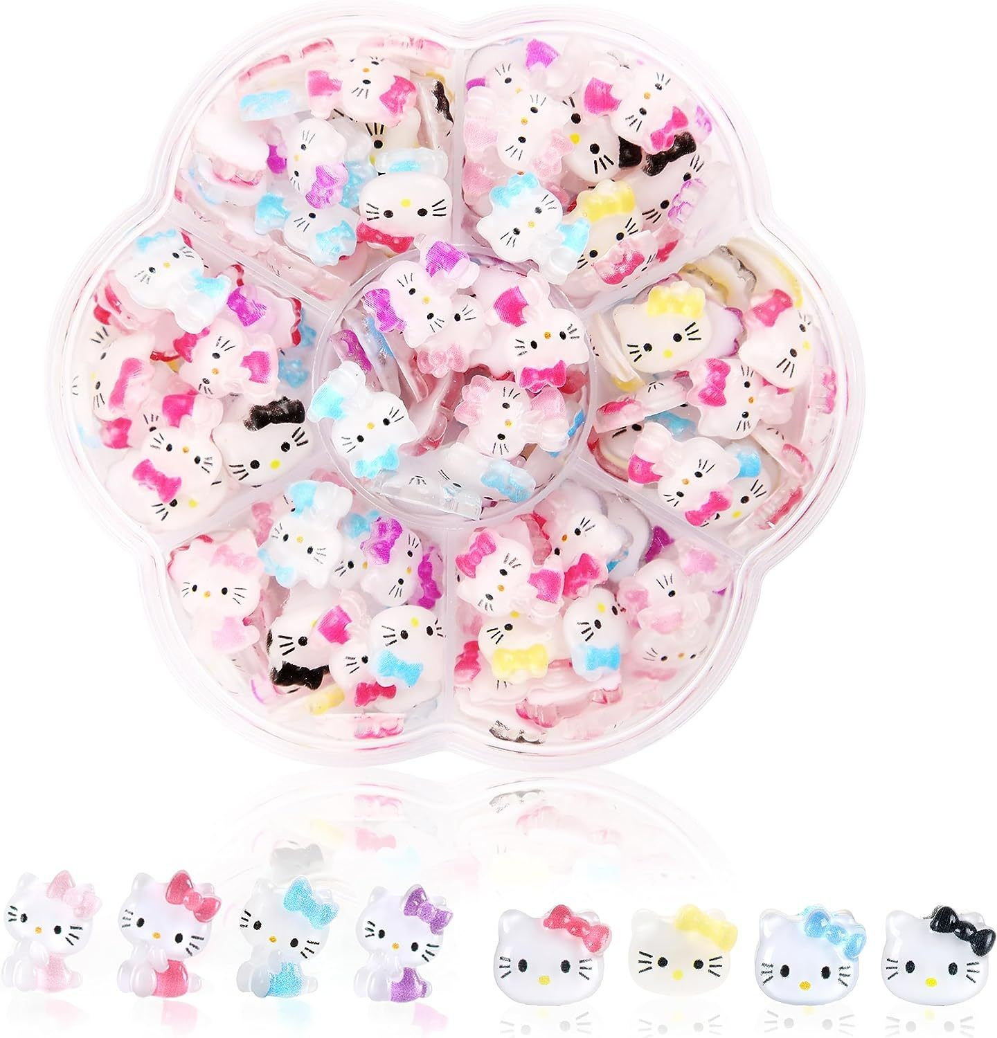 Sanrio Nail Charms Hello Kitty Design Nail Art Diy Mini Rhinestones Flatback Charms Crafts Stones for Manicure Nail Charms 70PCS