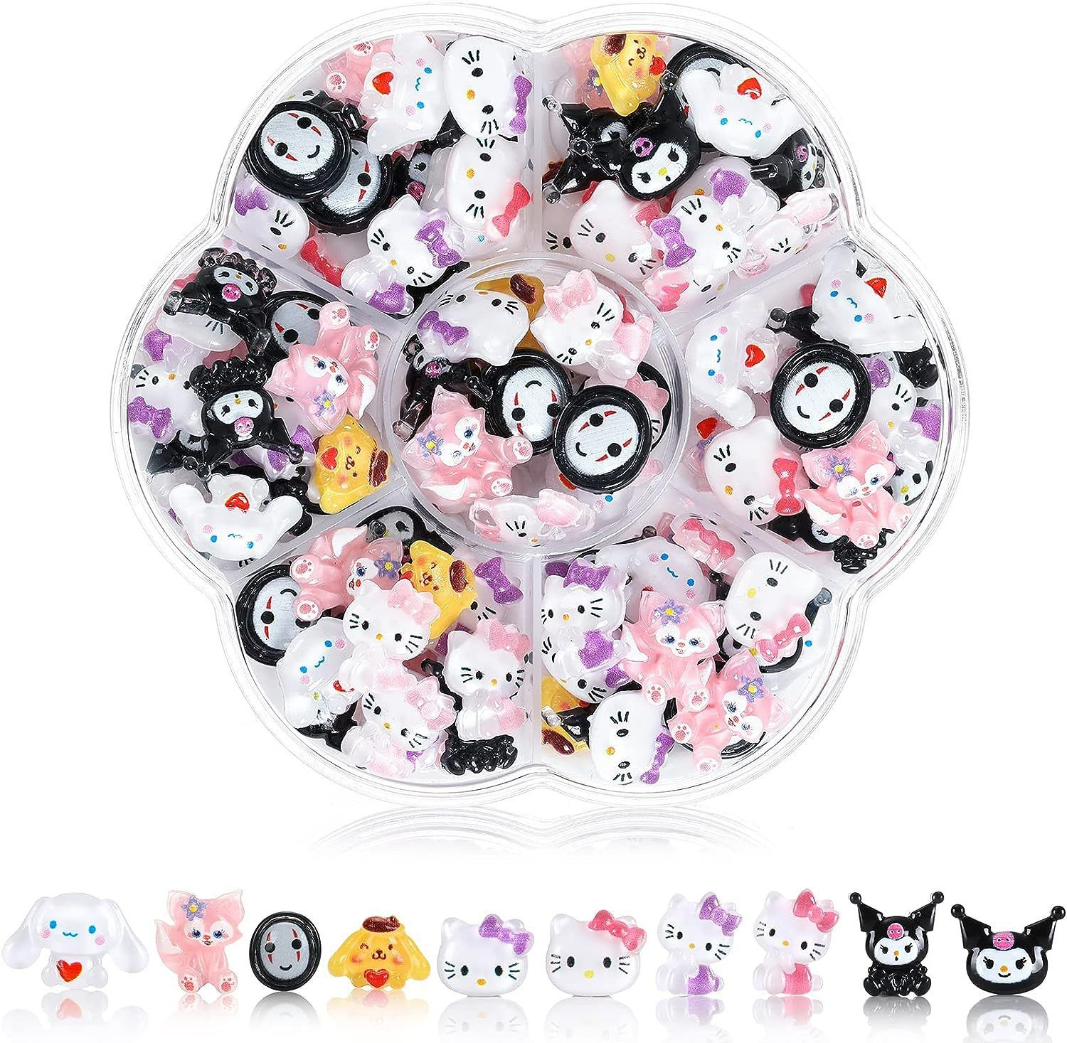 Sanrio Nail Charms Hello Kitty Design Nail Art Diy Mini Rhinestones Flatback Charms Crafts Stones for Manicure Nail Charms 70PCS view 4