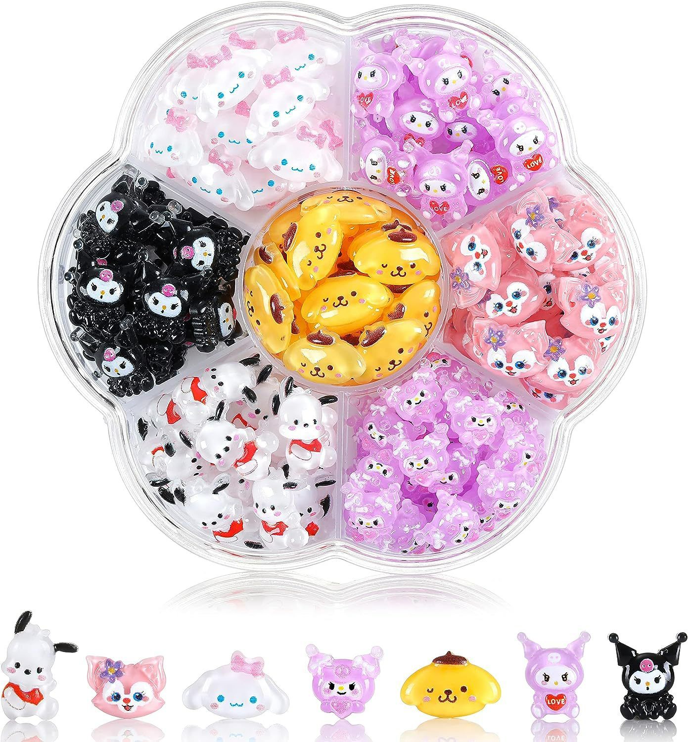 Sanrio Nail Charms Hello Kitty Design Nail Art Diy Mini Rhinestones Flatback Charms Crafts Stones for Manicure Nail Charms 70PCS view 7