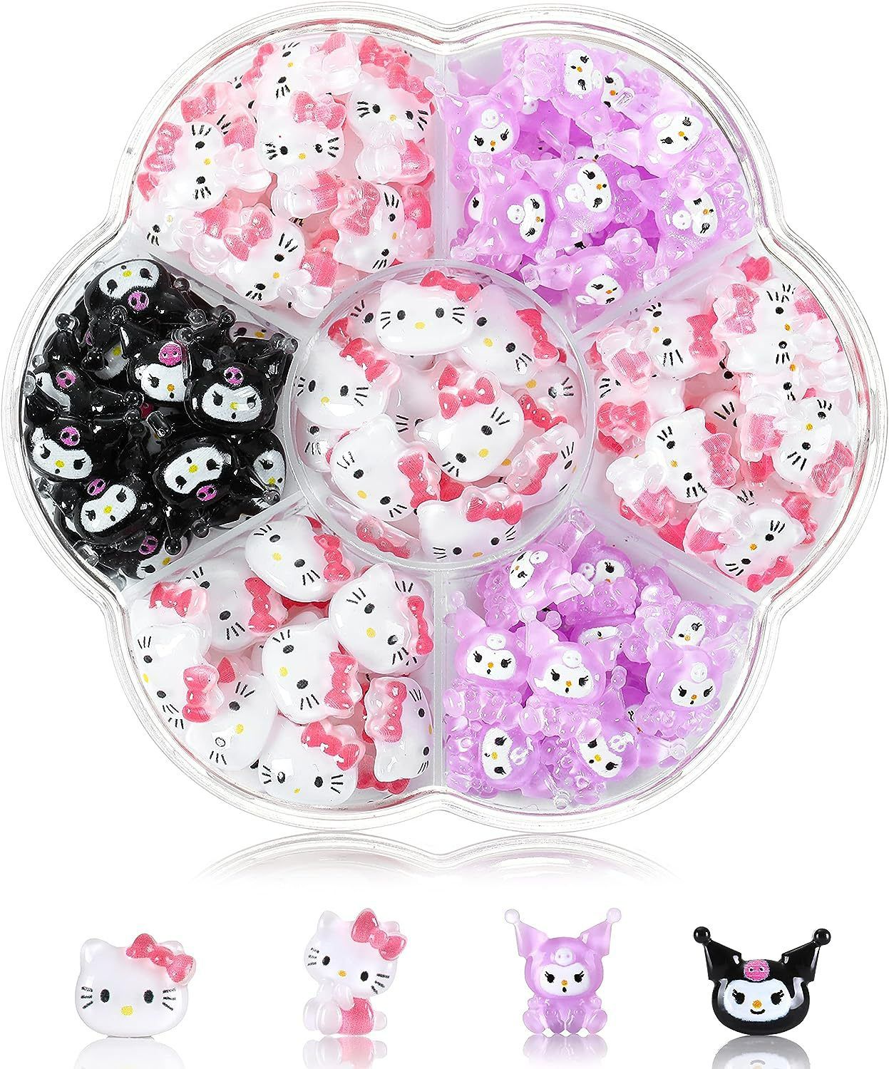 Sanrio Nail Charms Hello Kitty Design Nail Art Diy Mini Rhinestones Flatback Charms Crafts Stones for Manicure Nail Charms 70PCS view 5