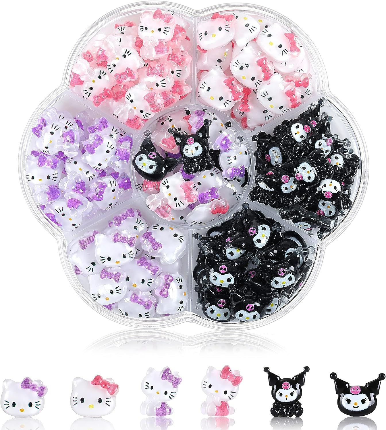 Sanrio Nail Charms Hello Kitty Design Nail Art Diy Mini Rhinestones Flatback Charms Crafts Stones for Manicure Nail Charms 70PCS view 2