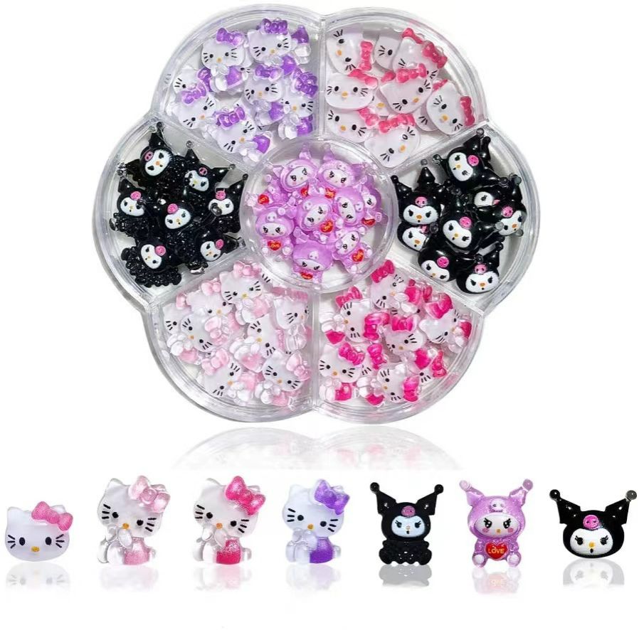 Sanrio Nail Charms Hello Kitty Design Nail Art Diy Mini Rhinestones Flatback Charms Crafts Stones for Manicure Nail Charms 70PCS view 9