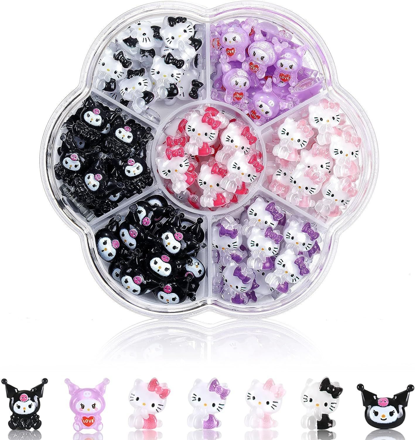 Sanrio Nail Charms Hello Kitty Design Nail Art Diy Mini Rhinestones Flatback Charms Crafts Stones for Manicure Nail Charms 70PCS view 10