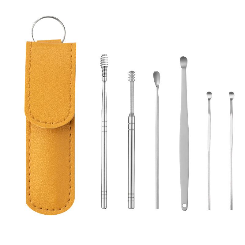 6Pcs/set ear cleaner Ear Wax Pickers Stainless Steel Earpick Wax Remover piercing kit earwax Curette Spoon Care Ear Clean Tools