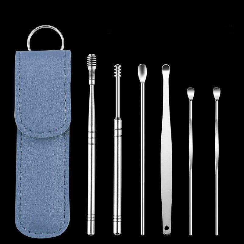 6Pcs/set ear cleaner Ear Wax Pickers Stainless Steel Earpick Wax Remover piercing kit earwax Curette Spoon Care Ear Clean Tools