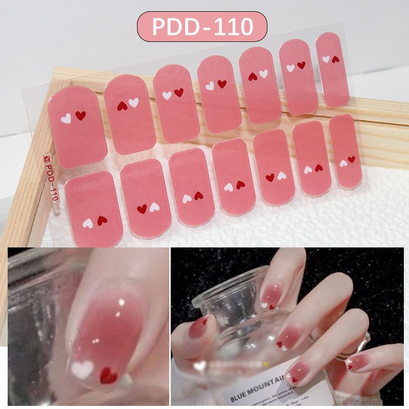 3pcs/set DIY Baking-free Nail Stickers Long-Lasting Solid Color Fresh Flowers Christmas Autumn Nail Strips Patch Slider Full Cover Decal