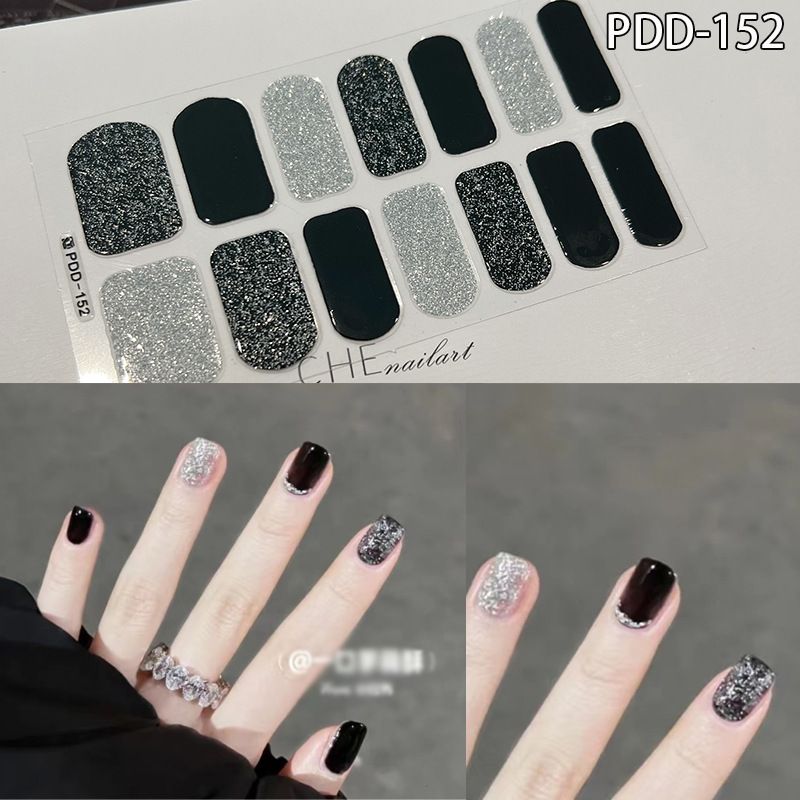 3pcs/set DIY Baking-free Nail Stickers Long-Lasting Solid Color Fresh Flowers Christmas Autumn Nail Strips Patch Slider Full Cover Decal