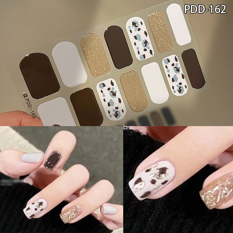 3pcs/set DIY Baking-free Nail Stickers Long-Lasting Solid Color Fresh Flowers Christmas Autumn Nail Strips Patch Slider Full Cover Decal