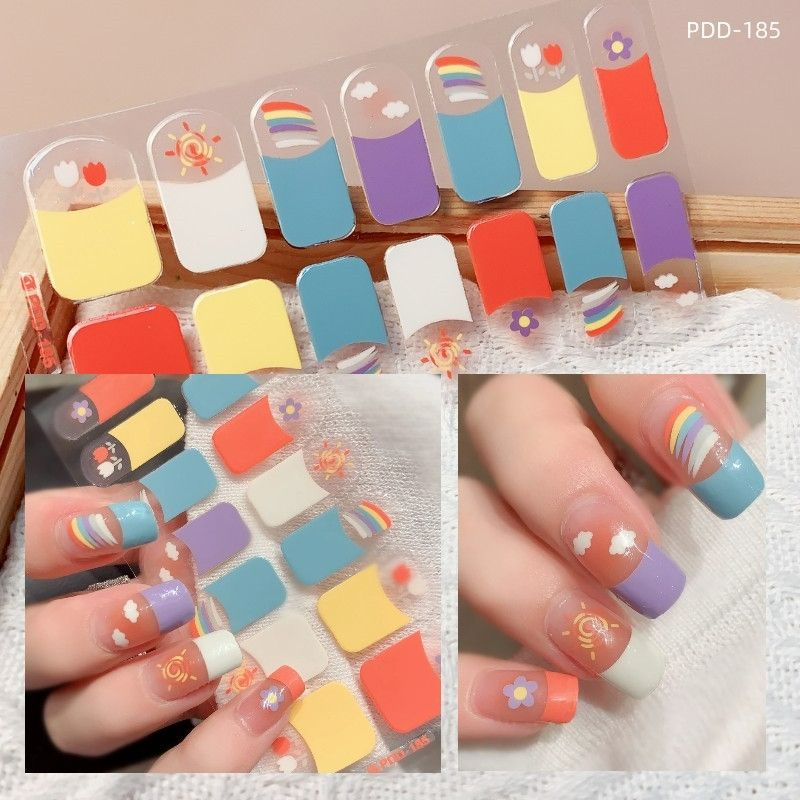 3pcs/set DIY Baking-free Nail Stickers Long-Lasting Solid Color Fresh Flowers Christmas Autumn Nail Strips Patch Slider Full Cover Decal