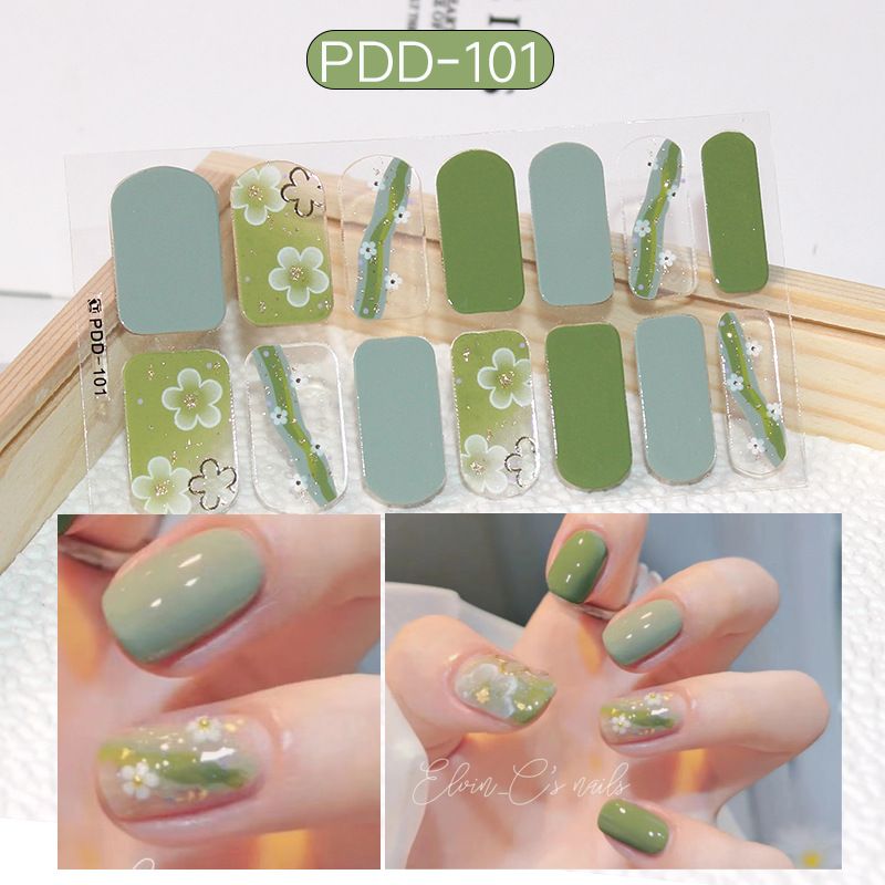 3pcs/set DIY Baking-free Nail Stickers Long-Lasting Solid Color Fresh Flowers Christmas Autumn Nail Strips Patch Slider Full Cover Decal
