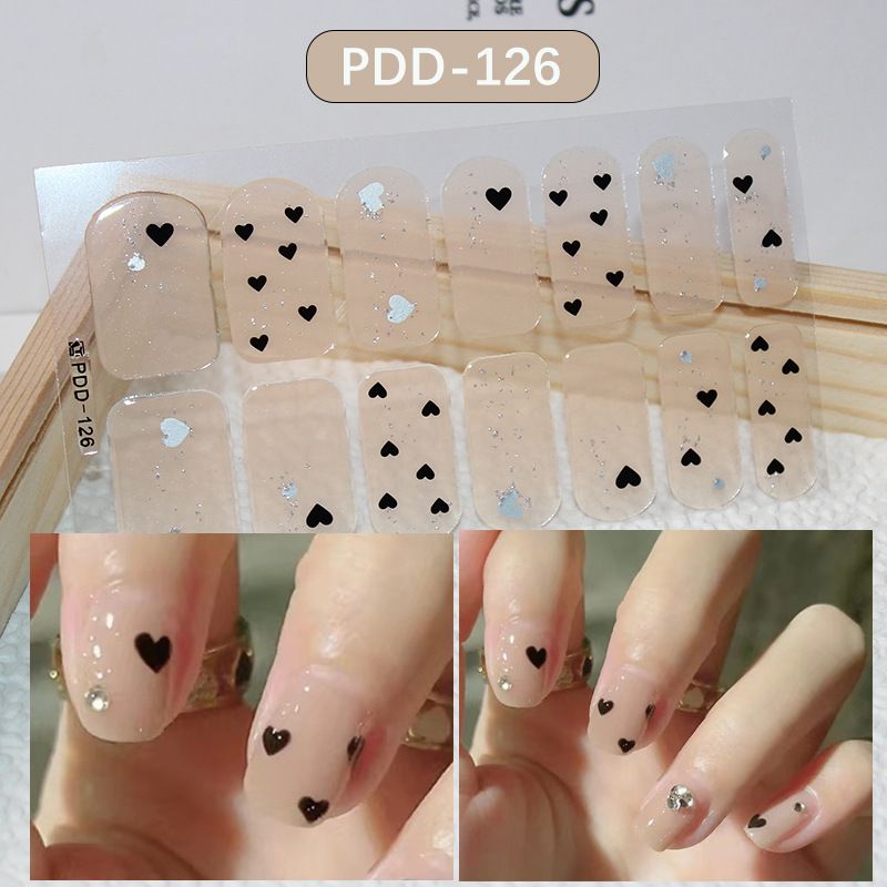 3pcs/set DIY Baking-free Nail Stickers Long-Lasting Solid Color Fresh Flowers Christmas Autumn Nail Strips Patch Slider Full Cover Decal