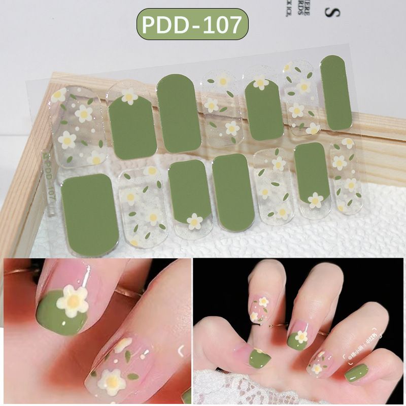 3pcs/set DIY Baking-free Nail Stickers Long-Lasting Solid Color Fresh Flowers Christmas Autumn Nail Strips Patch Slider Full Cover Decal