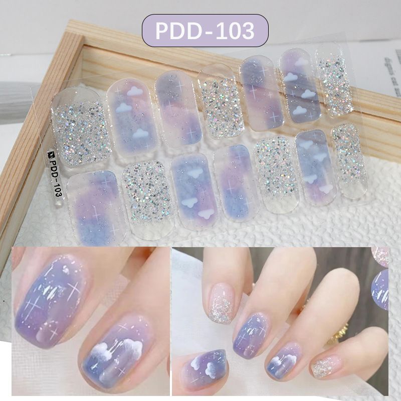 3pcs/set DIY Baking-free Nail Stickers Long-Lasting Solid Color Fresh Flowers Christmas Autumn Nail Strips Patch Slider Full Cover Decal
