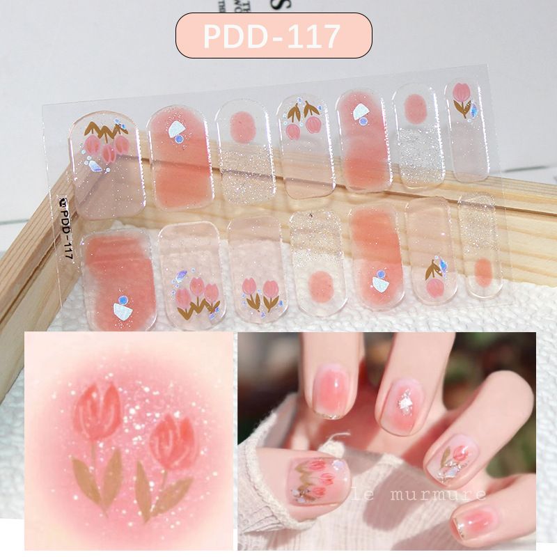 3pcs/set DIY Baking-free Nail Stickers Long-Lasting Solid Color Fresh Flowers Christmas Autumn Nail Strips Patch Slider Full Cover Decal
