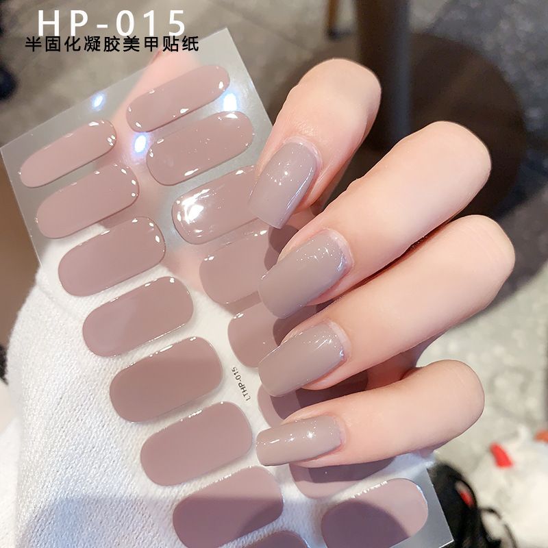 16Tips 5D Full Cover Nail Stickers UV Semi-Cured Gel Nail Wraps Sticker Fashion Nail Polish Nail Art Sticker Extension Patch