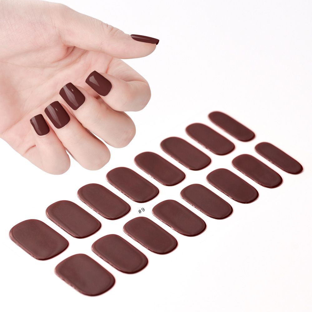16Tips 5D Full Cover Nail Stickers UV Semi-Cured Gel Nail Wraps Sticker Fashion Nail Polish Nail Art Sticker Extension Patch