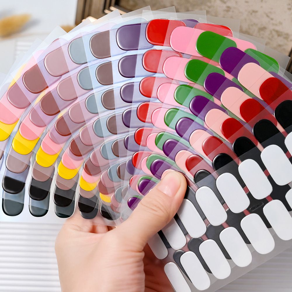 16Tips 5D Full Cover Nail Stickers UV Semi-Cured Gel Nail Wraps Sticker Fashion Nail Polish Nail Art Sticker Extension Patch