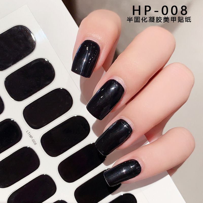 16Tips 5D Full Cover Nail Stickers UV Semi-Cured Gel Nail Wraps Sticker Fashion Nail Polish Nail Art Sticker Extension Patch