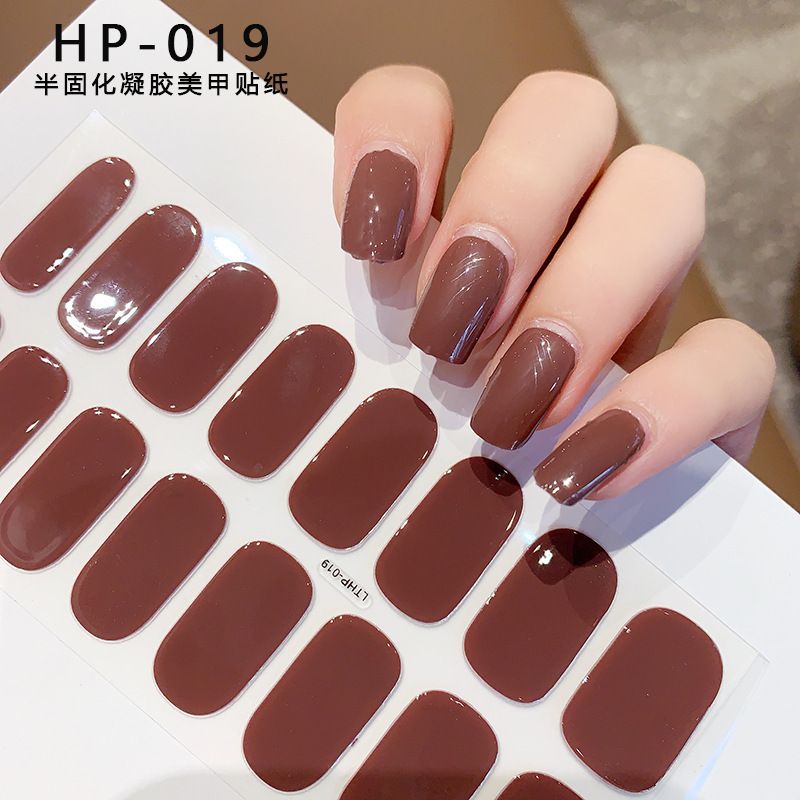 16Tips 5D Full Cover Nail Stickers UV Semi-Cured Gel Nail Wraps Sticker Fashion Nail Polish Nail Art Sticker Extension Patch
