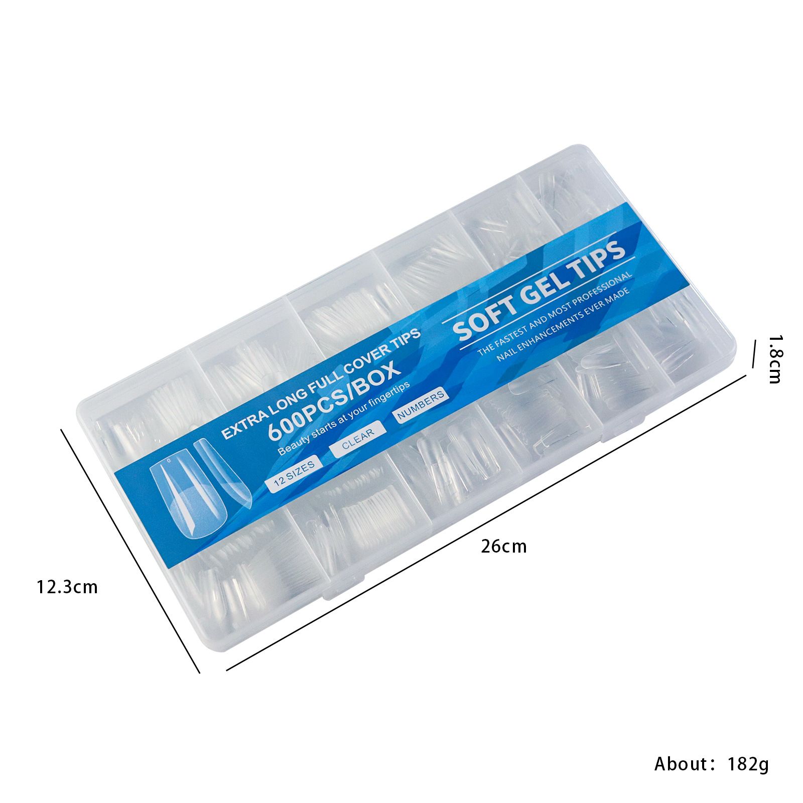 600pcs Gel Nail Tips Half Matte Clear Acrylic Nail Tips False Nail Tips for Nail Extension Manicure Tools for Nail Art Salon