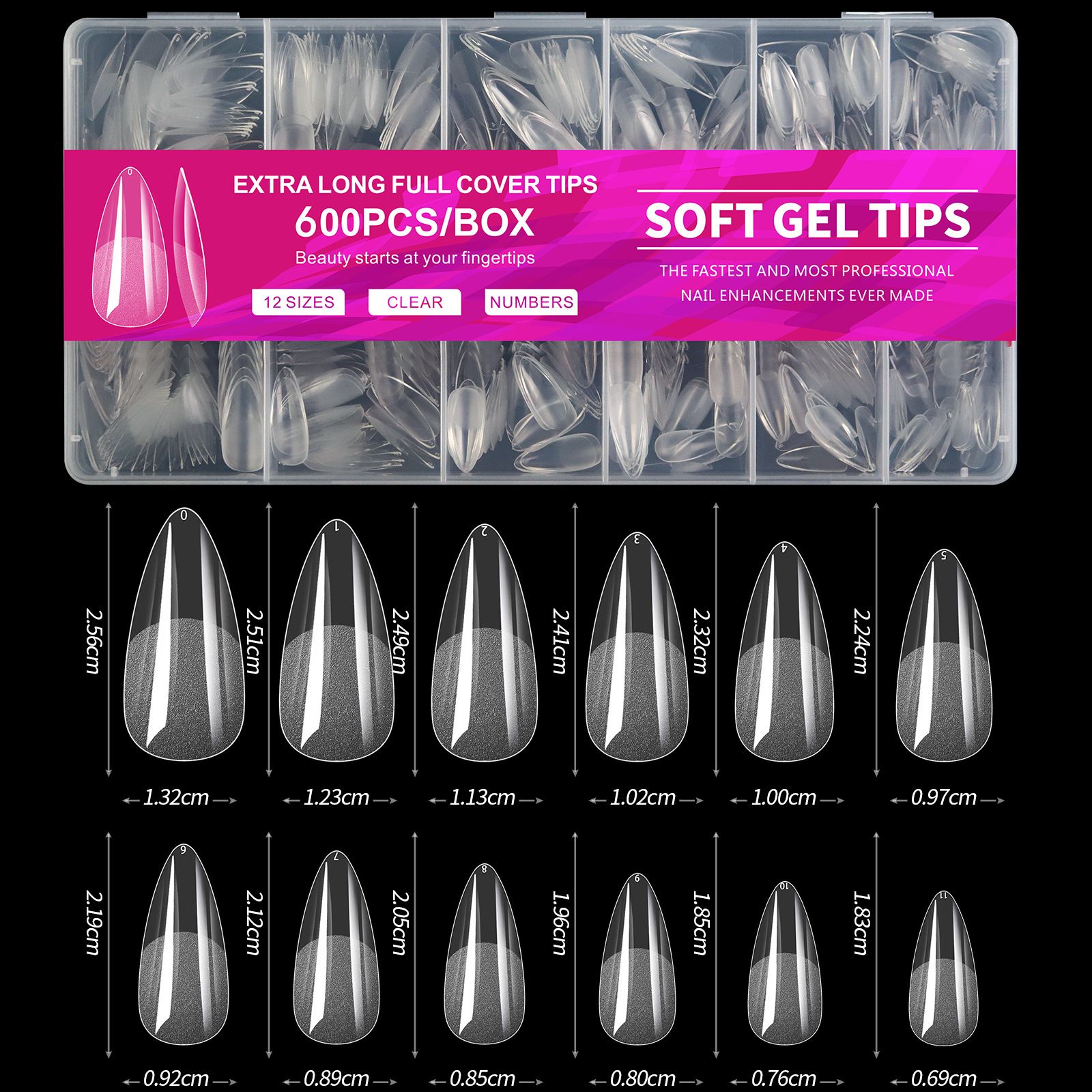 600pcs Gel Nail Tips Half Matte Clear Acrylic Nail Tips False Nail Tips for Nail Extension Manicure Tools for Nail Art Salon