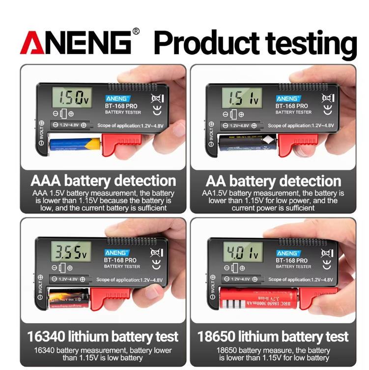 ANENG BT-168 PRO Digital Lithium Battery Capacity Tester Checkered load analyzer Display Check AAA AA Button Cell Universal test