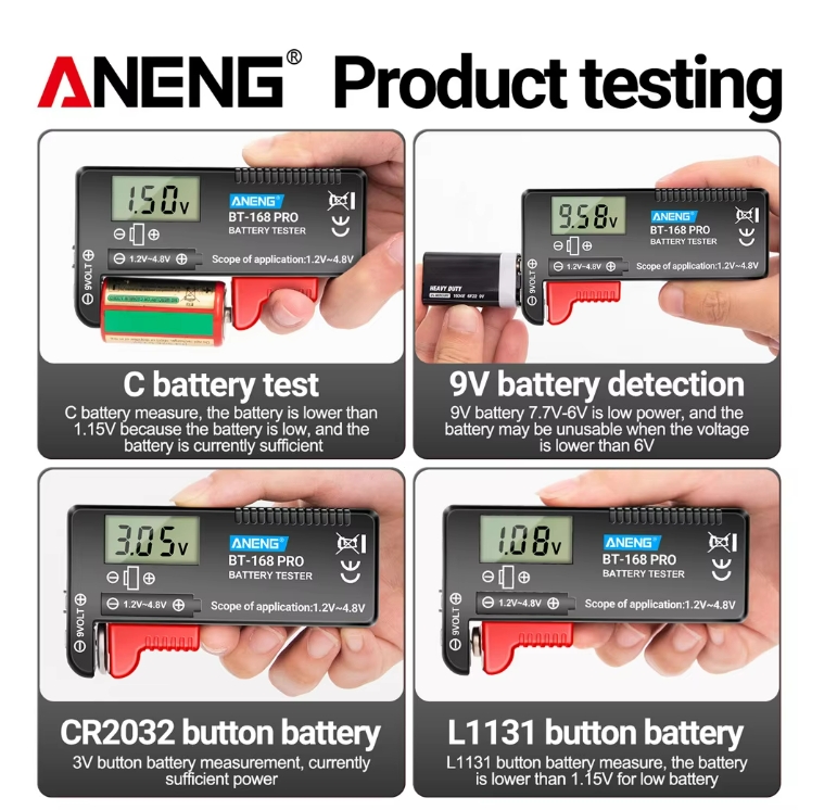 ANENG BT-168 PRO Digital Lithium Battery Capacity Tester Checkered load analyzer Display Check AAA AA Button Cell Universal test