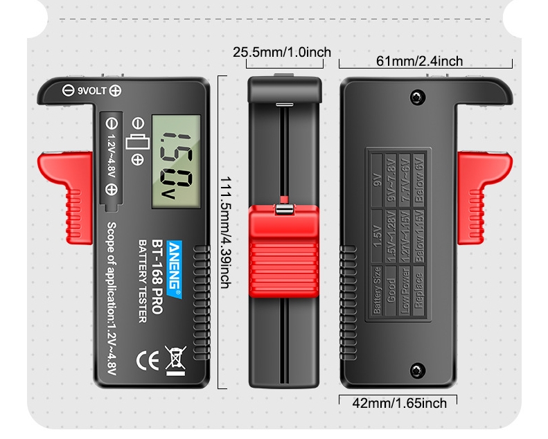 ANENG BT-168 PRO Digital Lithium Battery Capacity Tester Checkered load analyzer Display Check AAA AA Button Cell Universal test