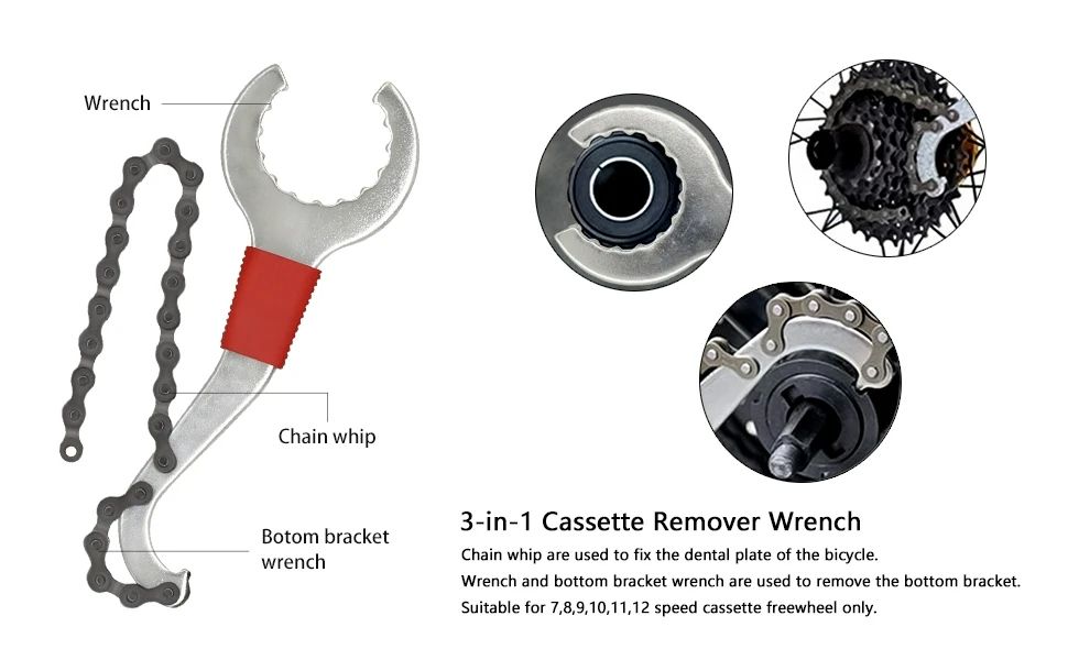 Bike Tool Kit 6 Pcs Professional Bicycle Repair Tools for Mountain Bike with 3-in-1 Cassette Remover Wrench Chain Breaker