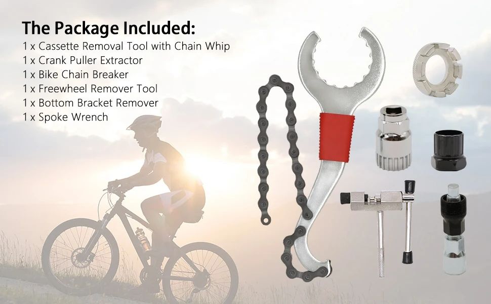 Bike Tool Kit 6 Pcs Professional Bicycle Repair Tools for Mountain Bike with 3-in-1 Cassette Remover Wrench Chain Breaker